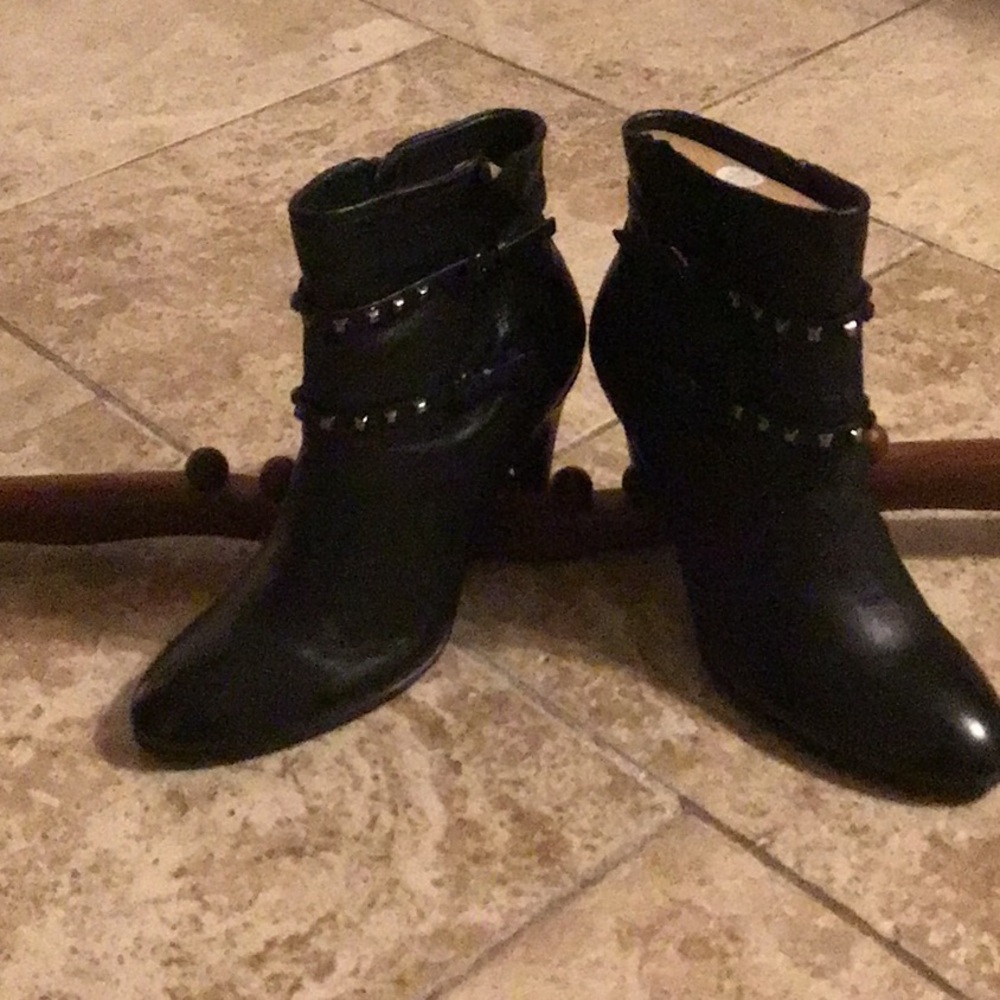 Ecco Black Ankle Boots with Studded Detail